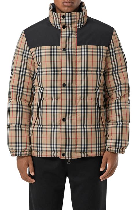 burberry mens down jacket|burberry check cropped puffer jacket.